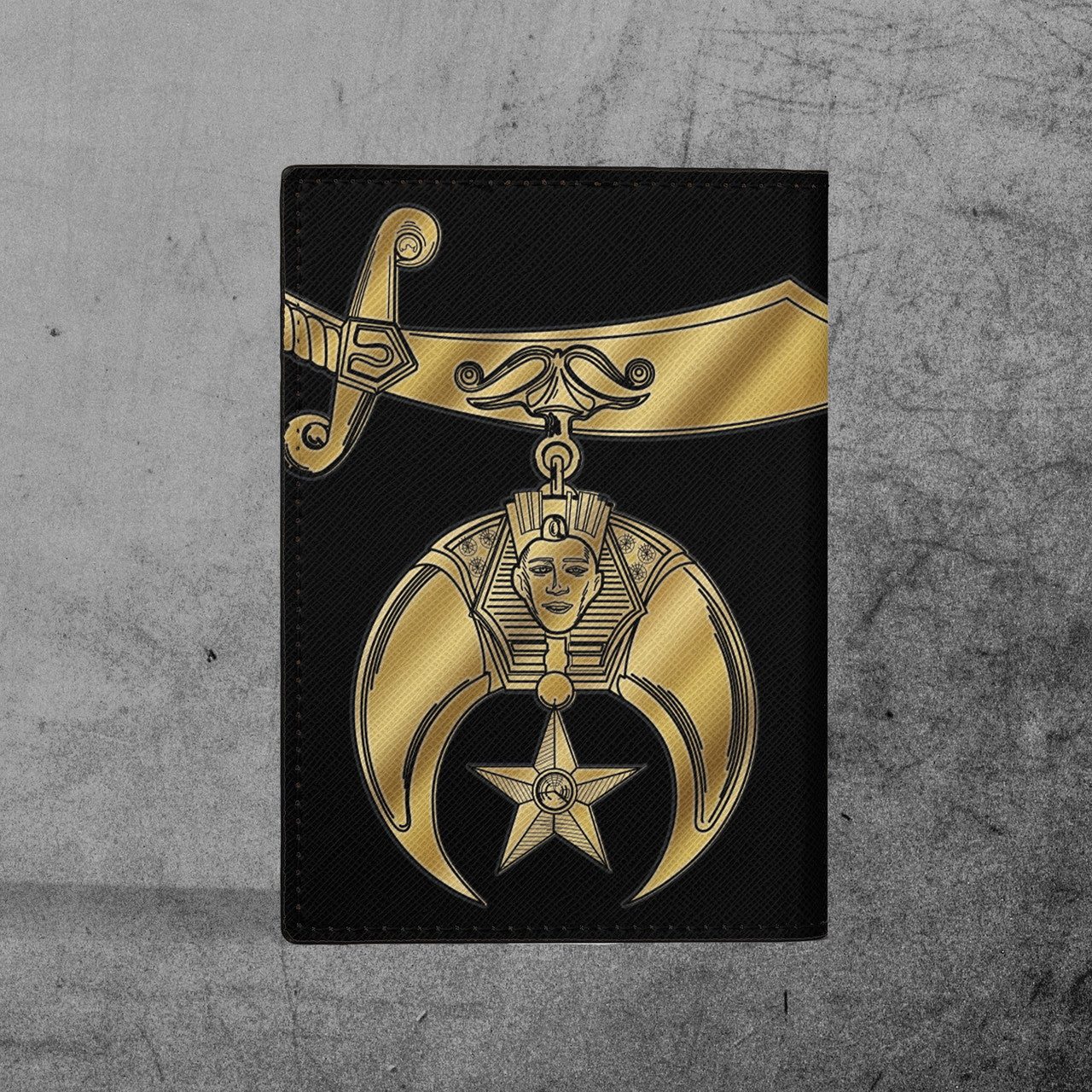 Custom Your Temple and Name Noble Shriners Leather Passport Holder - FUKAMASONIC