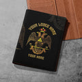 Custom Scottish Rite 33 Degree Emblem Masonic Leather Passport Holder - FUKAMASONIC