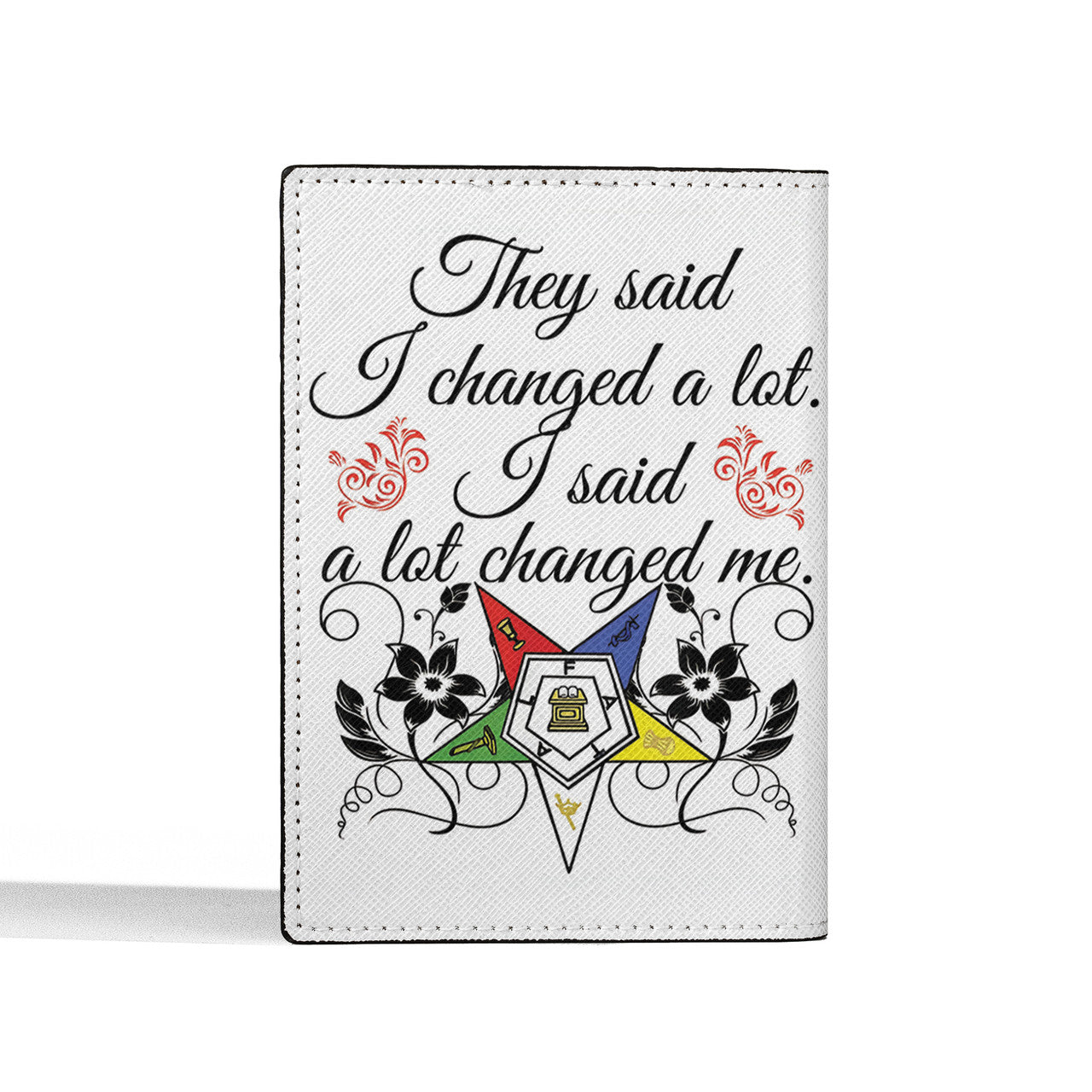 A Lot Change Me Order of the Eastern Star OES Pentagon Down Passport Holder - FUKAMASONIC