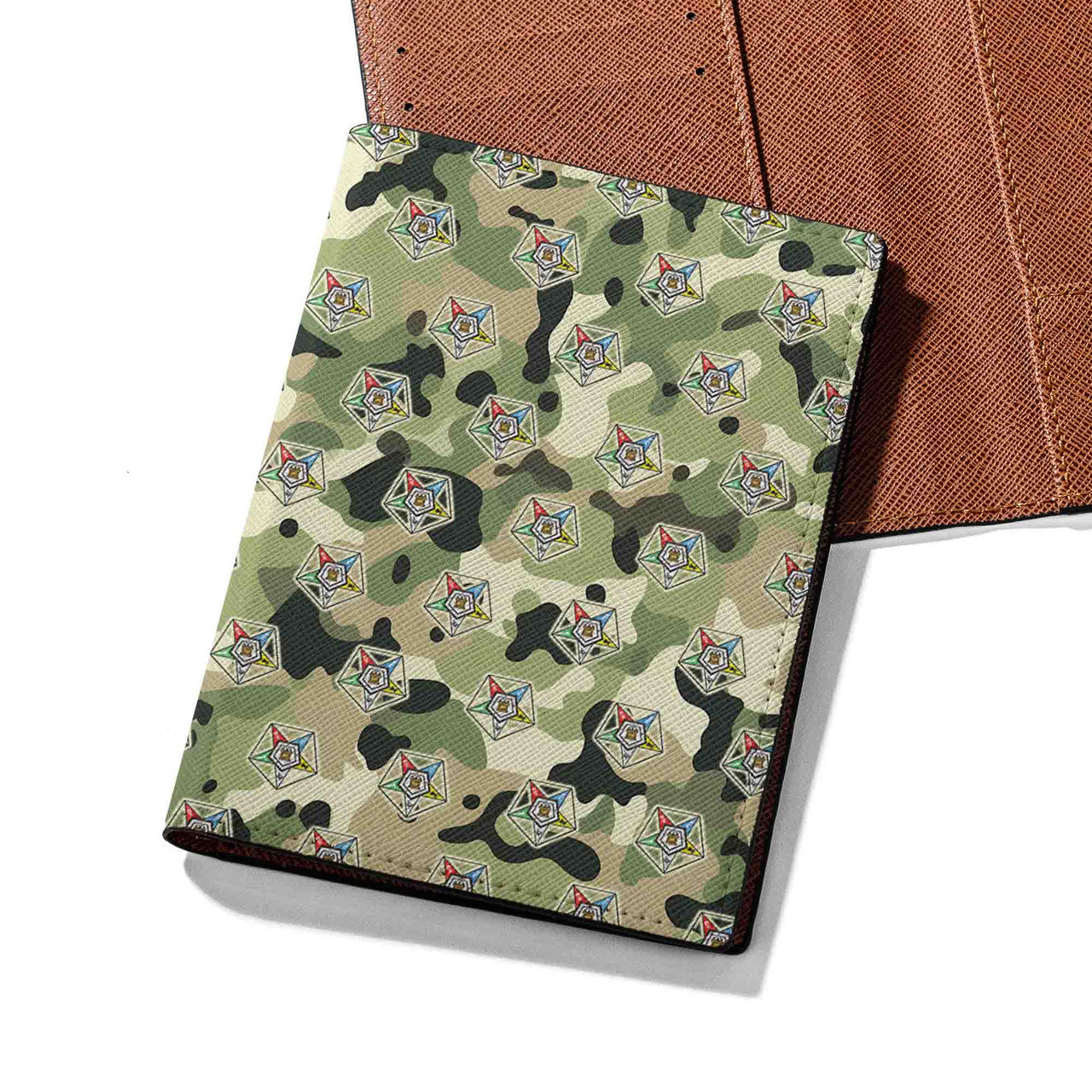 Camo Order of the Eastern Star OES Pentagon Down Passport Holder - FUKAMASONIC