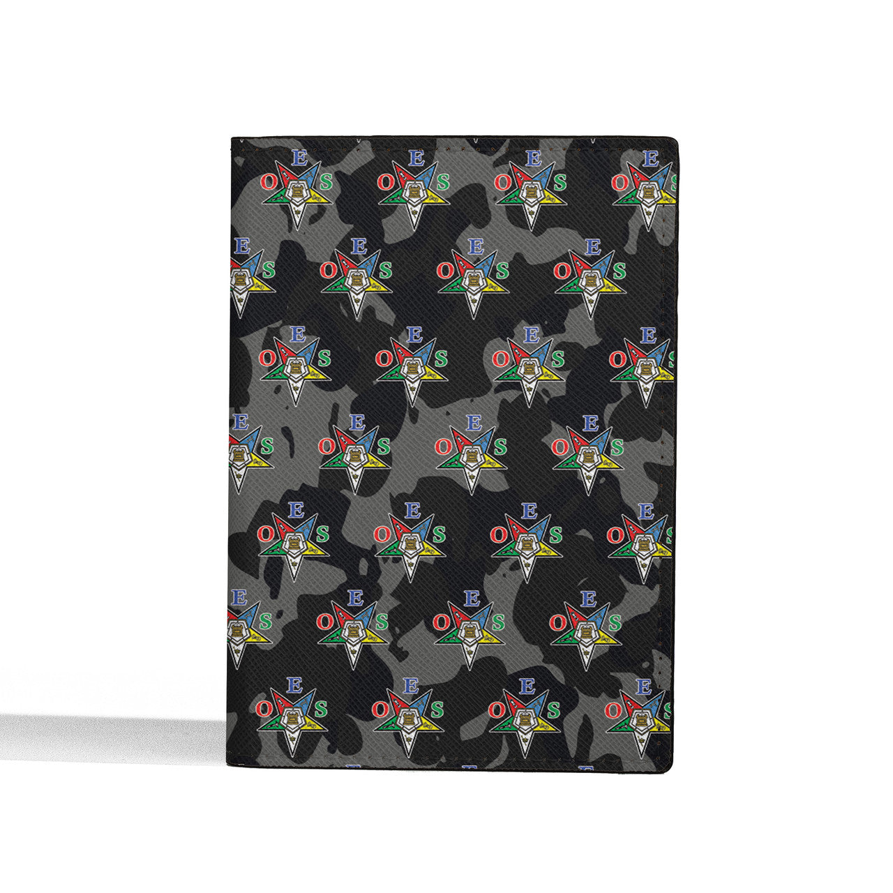 Black Camo Order of the Eastern Star OES Pentagon Down Passport Holder - FUKAMASONIC