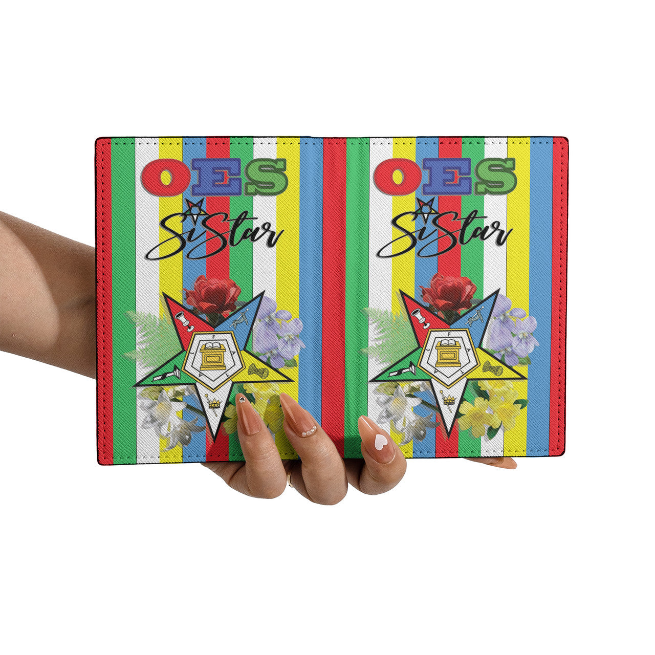 Order Of The Eastern Star OES Floral SIstar Freemason Passport Holder - FUKAMASONIC