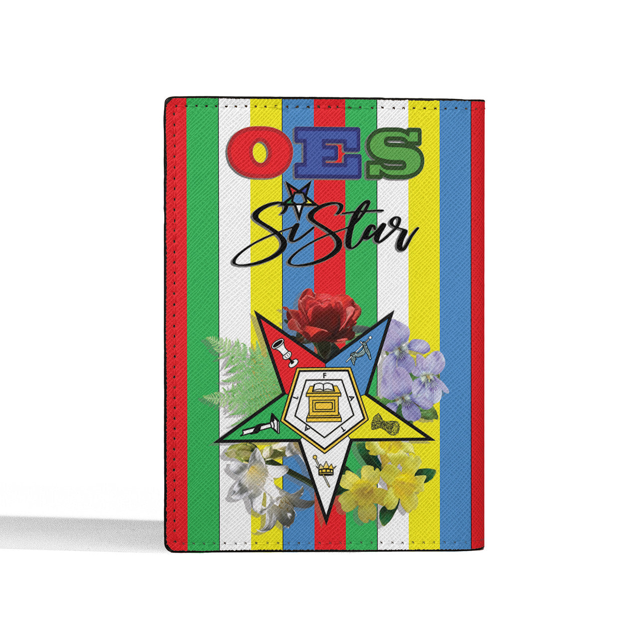 Order Of The Eastern Star OES Floral SIstar Freemason Passport Holder - FUKAMASONIC