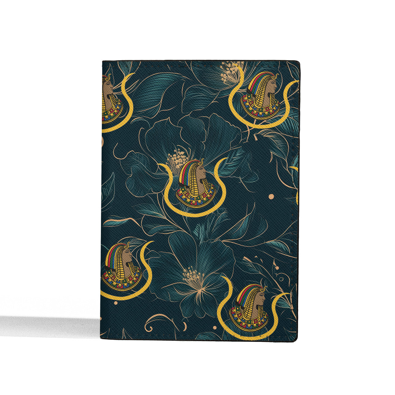 Blue Teal Floral Freemason Masonic Daughters Ancient Egypt Passport Holder - FUKAMASONIC