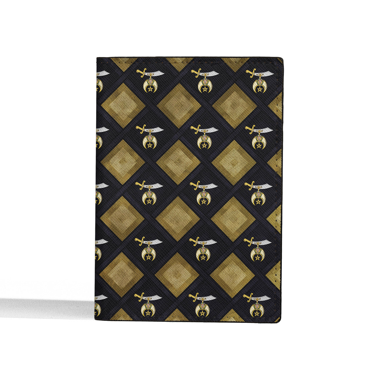 Golden Caro Pattern Shrines Noble Of Mystic Shrine Passport Holder - FUKAMASONIC