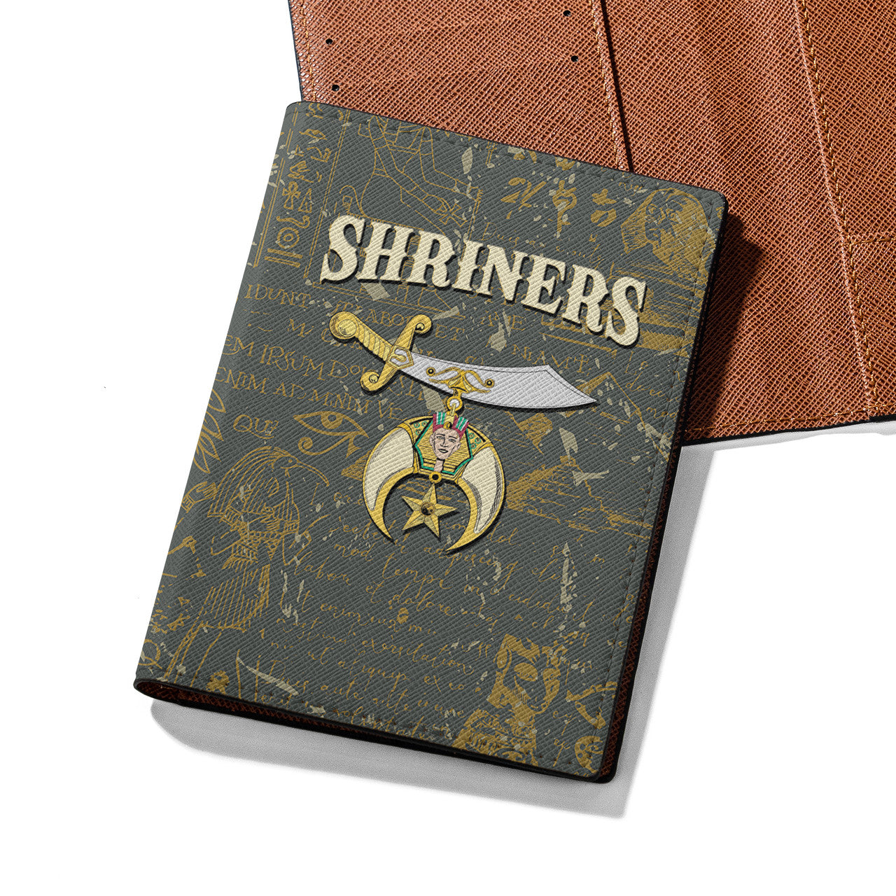 Noble Of Mystic Shriners Ancient Egypt Pattern Passport Holder - FUKAMASONIC