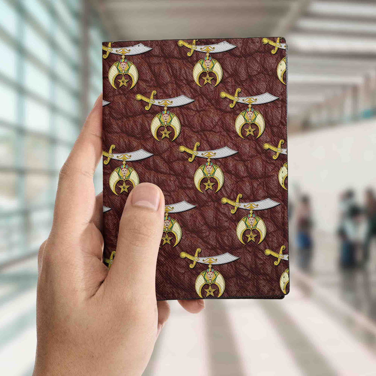Noble of Mystic Shrine Shriners Leather Pattern Passport Holder - FUKAMASONIC