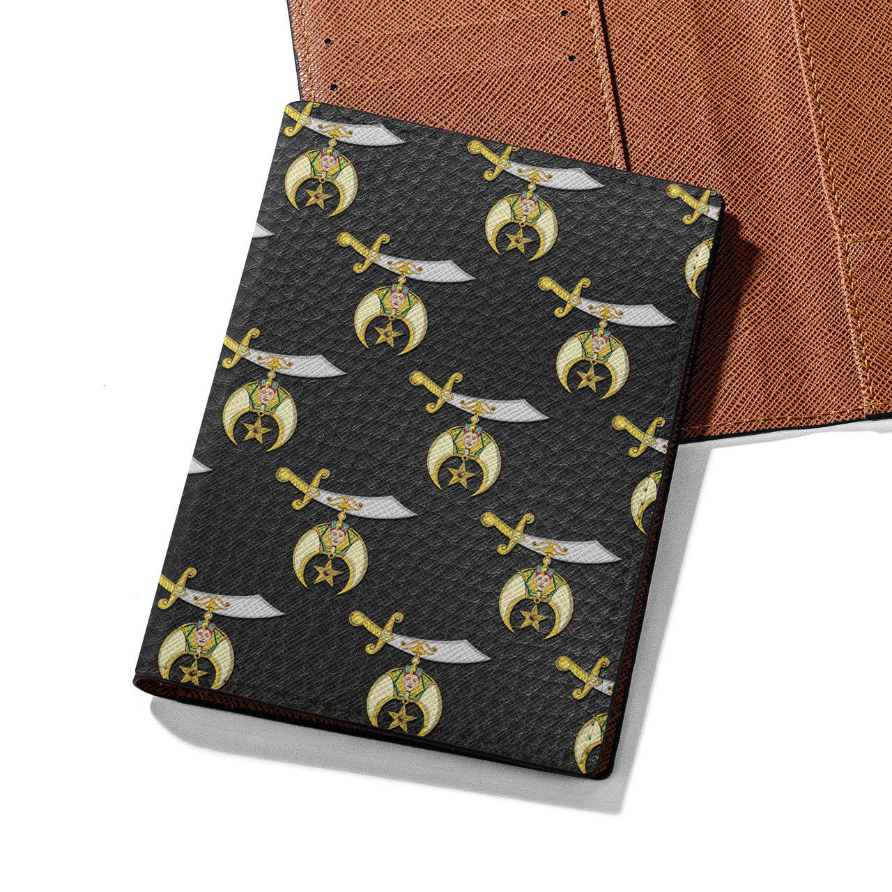 Noble of Mystic Shrine Shriners Leather Pattern Passport Holder - FUKAMASONIC