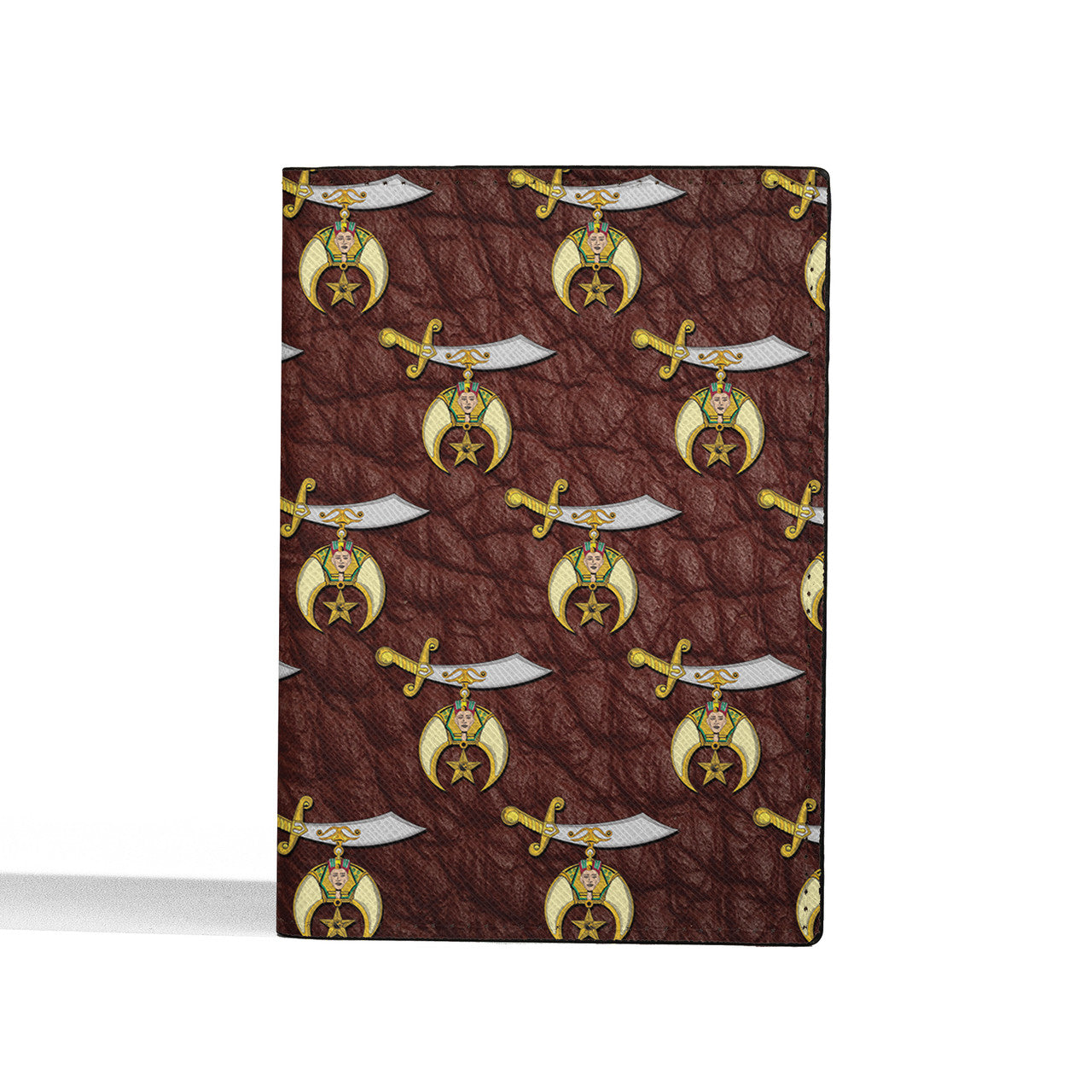 Noble of Mystic Shrine Shriners Leather Pattern Passport Holder - FUKAMASONIC