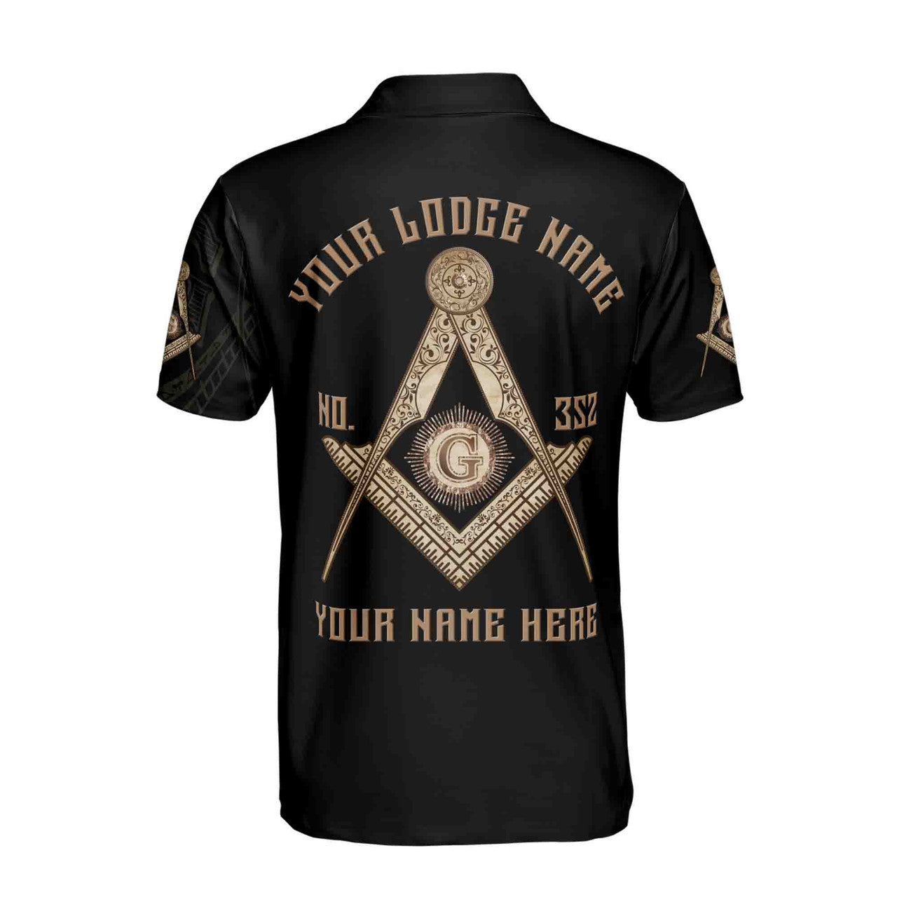 Customize Name, Lodge Name and Number Black and Rose Gold Freemason 3D All Over Print Polo Shirt Size S-5XL - FUKAMASONIC