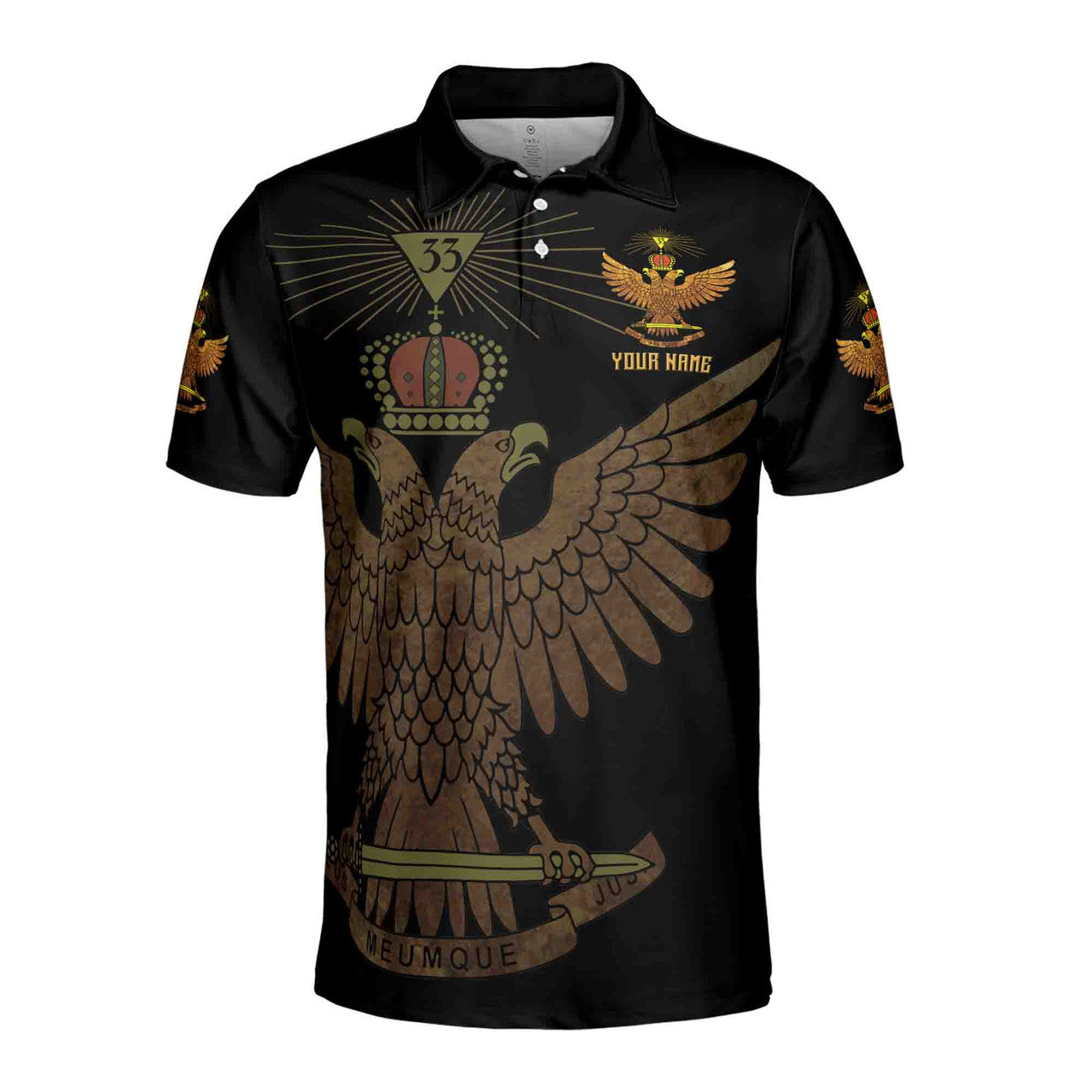 Custom Scottish Rite 33 Degree Eagle Wings Up Masonic Men's Polo Shirt S-5XL - FUKAMASONIC