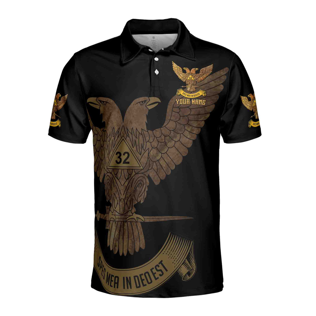 Custom Scottish Rite 32 Degree Eagle Wings Up Masonic Men's Polo Shirt S-5XL - FUKAMASONIC