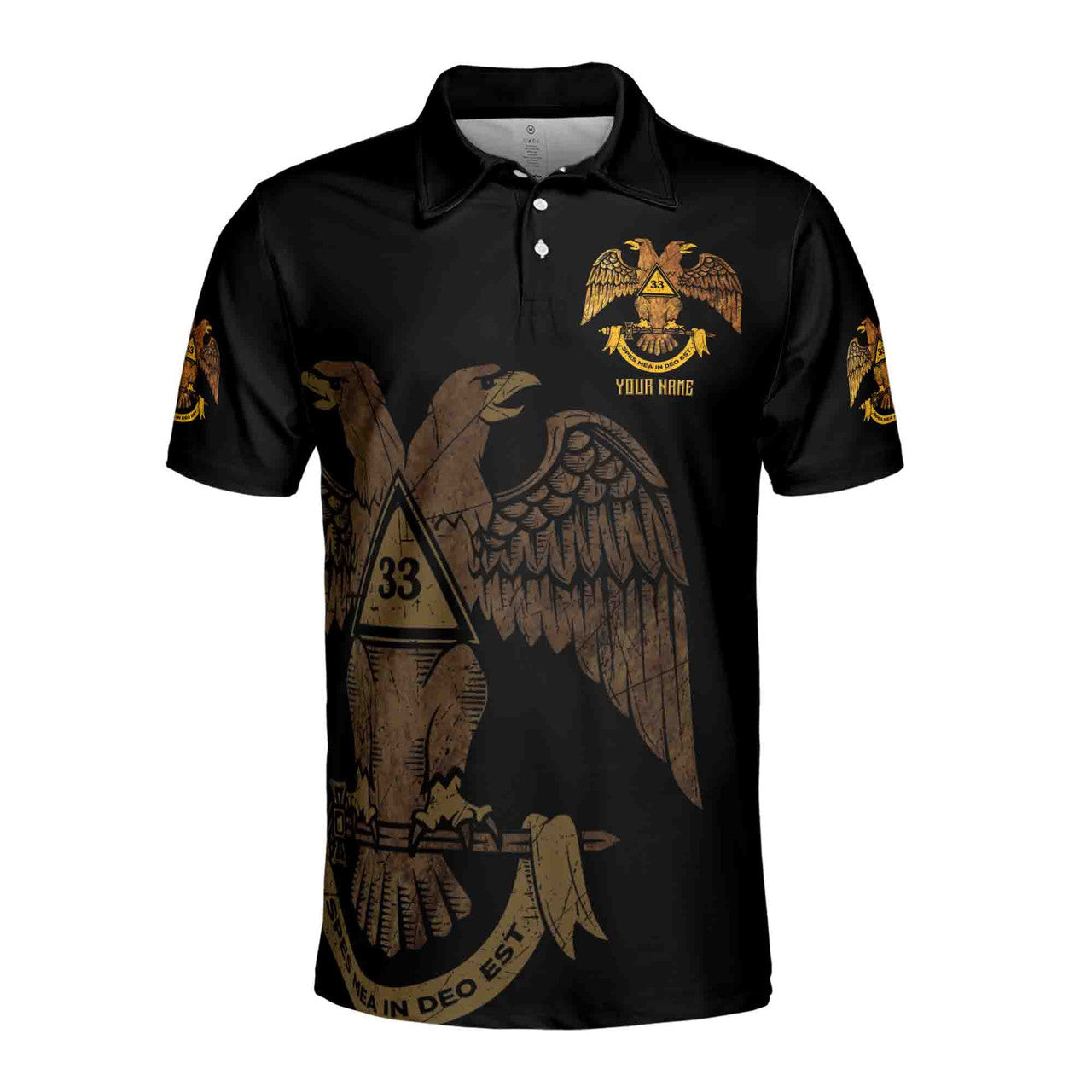 Custom Scottish Rite 33 Degree Emblem Masonic Men's Polo Shirt S-5XL - FUKAMASONIC