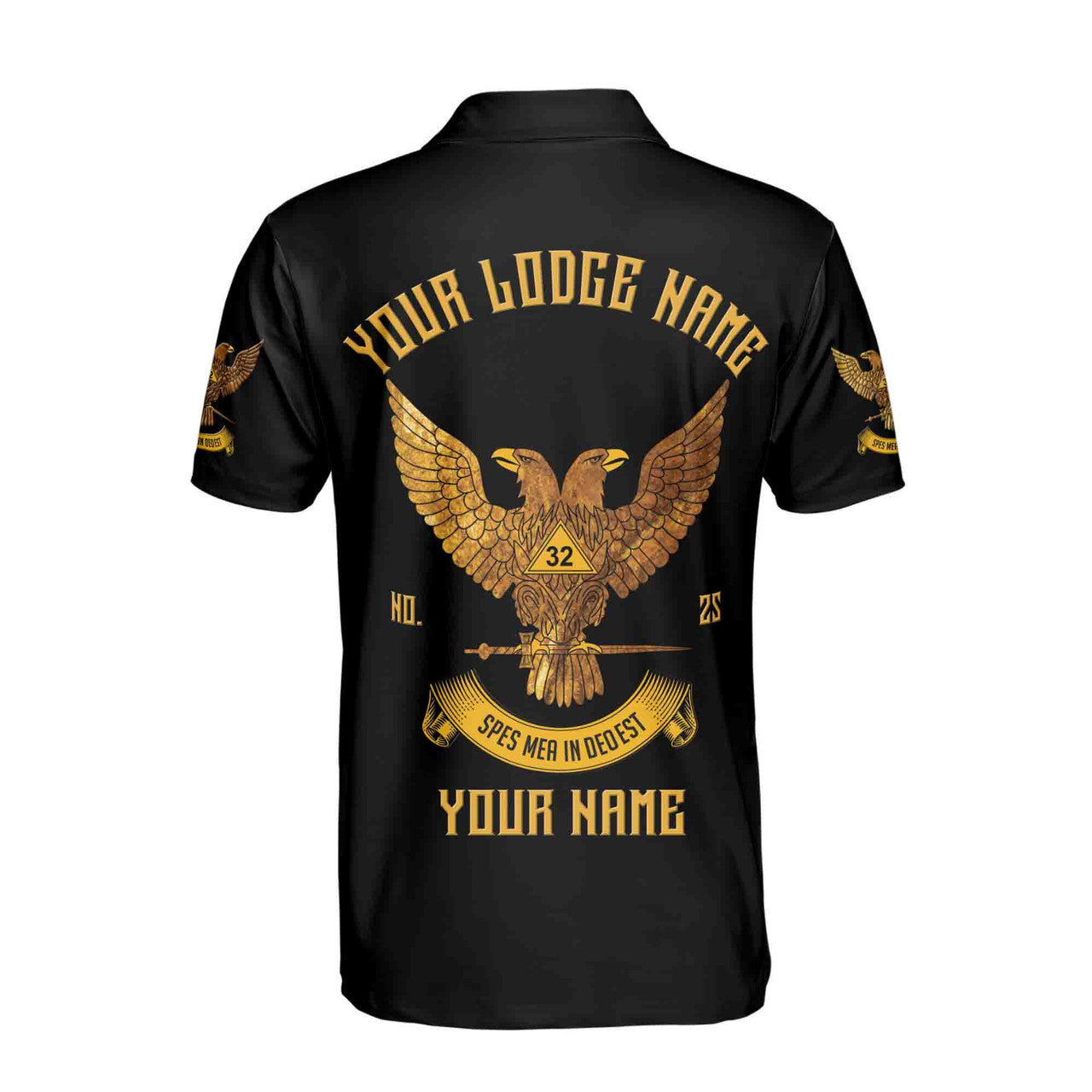 Custom Scottish Rite 32 Degree Eagle Wings Up Masonic Men's Polo Shirt S-5XL - FUKAMASONIC