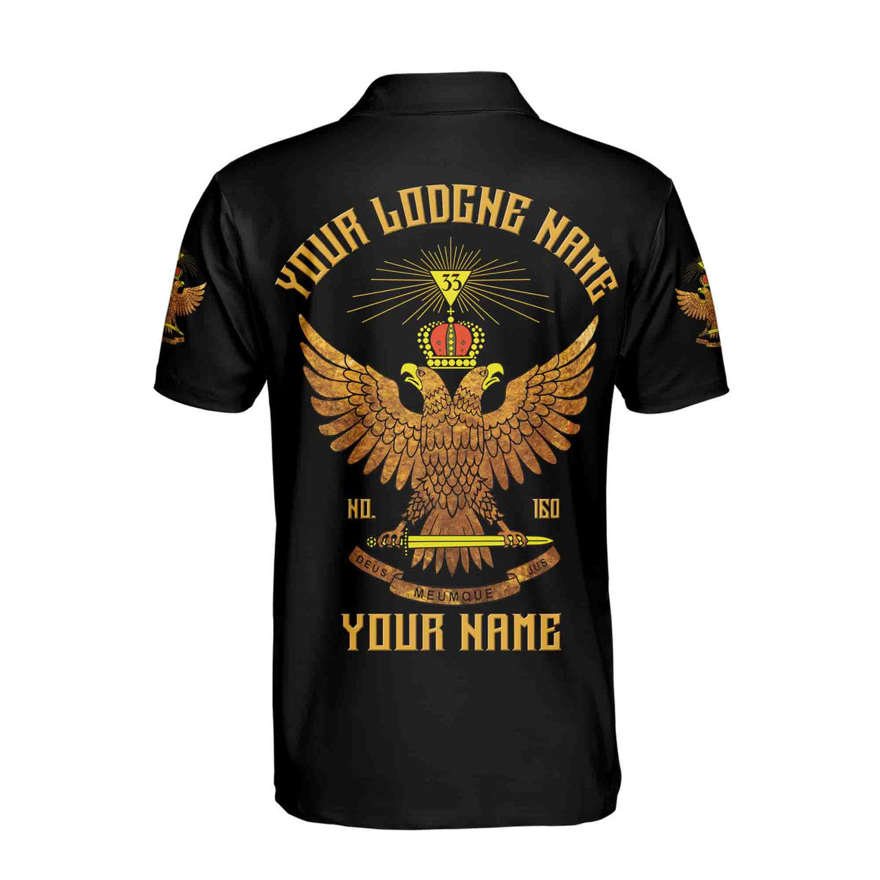 Custom Scottish Rite 33 Degree Eagle Wings Up Masonic Men's Polo Shirt S-5XL - FUKAMASONIC