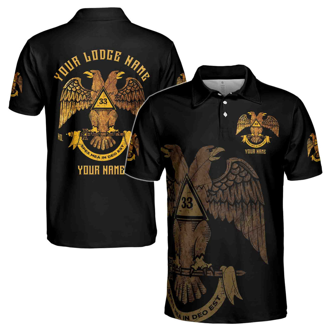 Custom Scottish Rite 33 Degree Emblem Masonic Men's Polo Shirt S-5XL - FUKAMASONIC