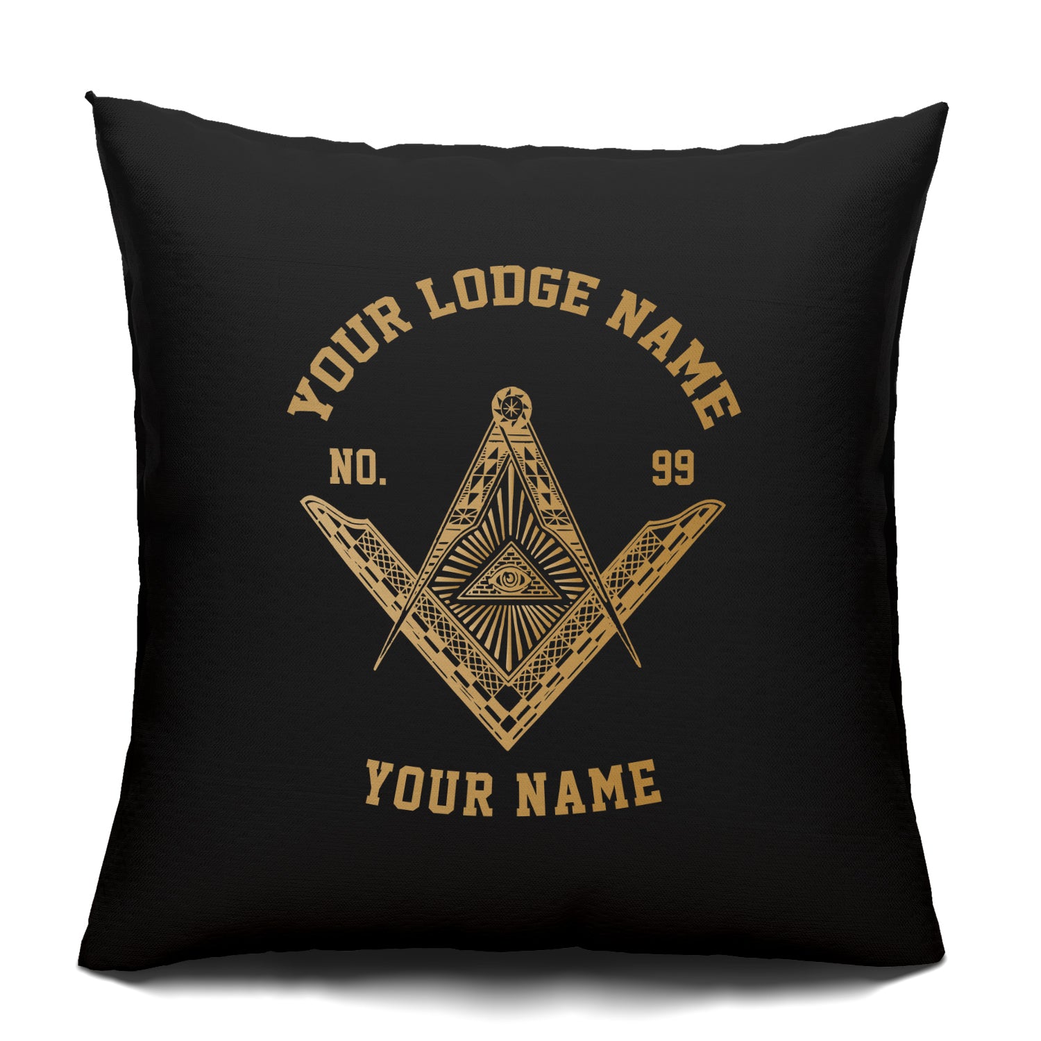 Customized Masonic Symbol Pyramid Freemason All Seeing Eye Black Pillow Case