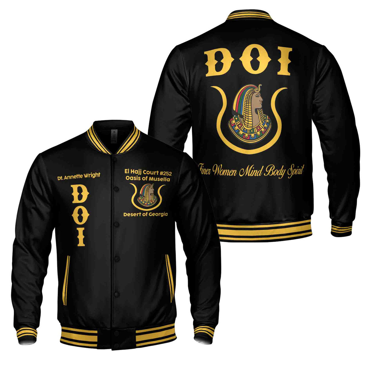 Custom Name Daughters of Isis Ancient Egyptian Order Nobles Mystic Shriner PHA Baseball Jacket S-5XL - FUKAMASONIC