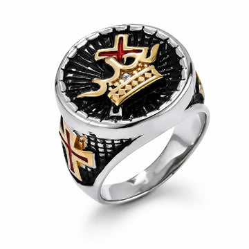 Knights Templar Crown And Cross Stainless Steel Rings