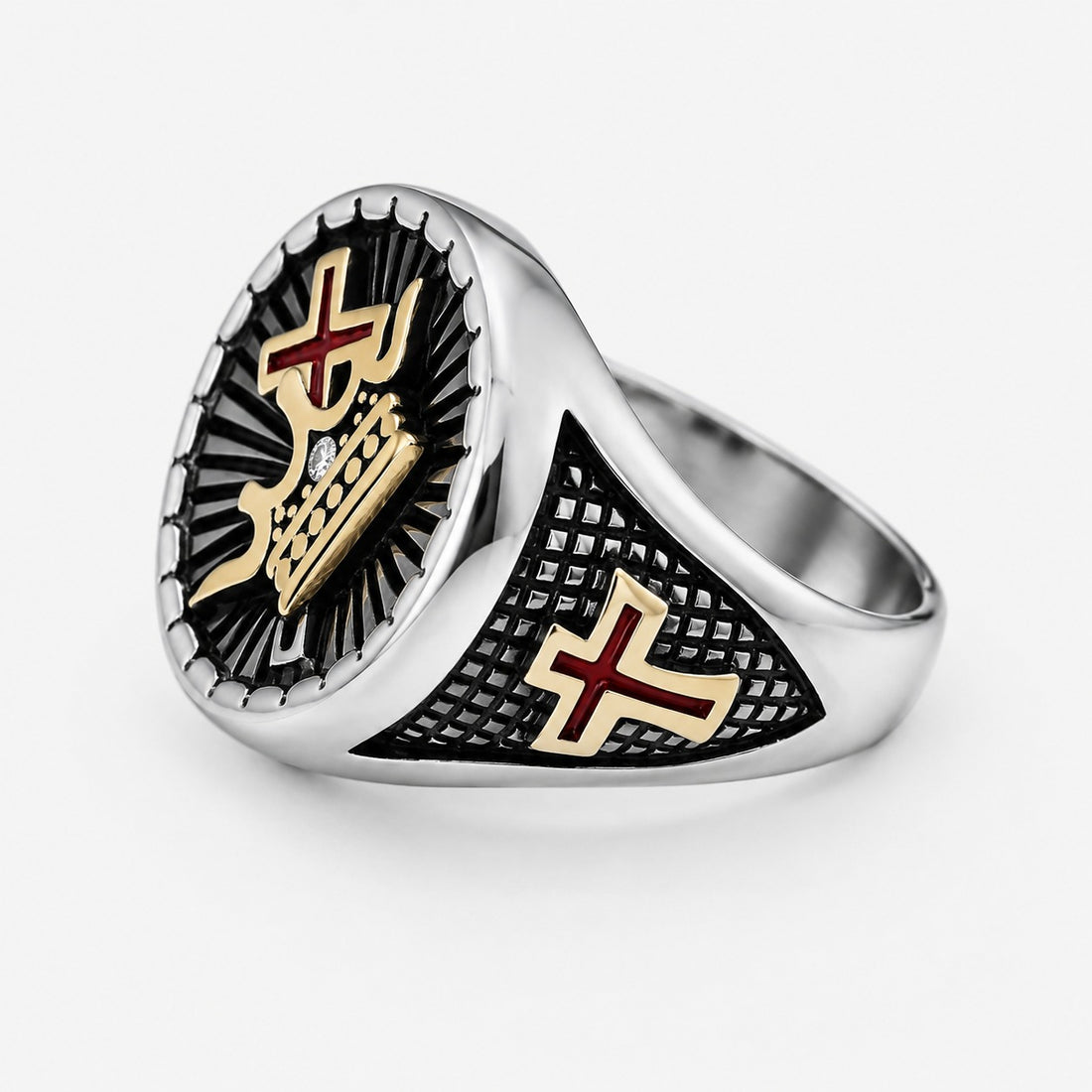Knights Templar Crown And Cross Stainless Steel Rings