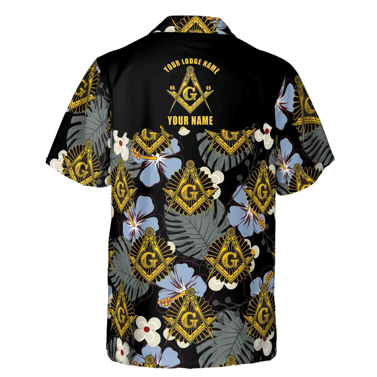 Customize Freemasonry Master Mason Black Tropical Floral Hawaiian Shirt S-5XL - FUKAMASONIC