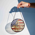 Masonic Symbol American Flag Stained Glass Suncatcher, Freemason Lodge Gift - FUKAMASONIC