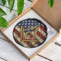 Masonic Symbol American Flag Stained Glass Suncatcher, Freemason Lodge Gift - FUKAMASONIC