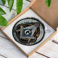 Masonic Symbol Mosaic Stone, Silver Stained Glass Suncatcher, Lodge Gift - FUKAMASONIC