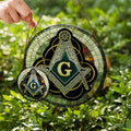 Masonic Symbol Mosaic Stone, Silver Stained Glass Suncatcher, Lodge Gift - FUKAMASONIC