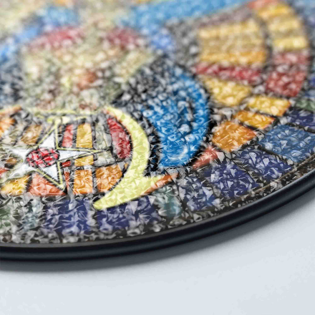 Daughters Of Sphinx Mosaic Pattern, Blue Gold Stained Glass Suncatcher