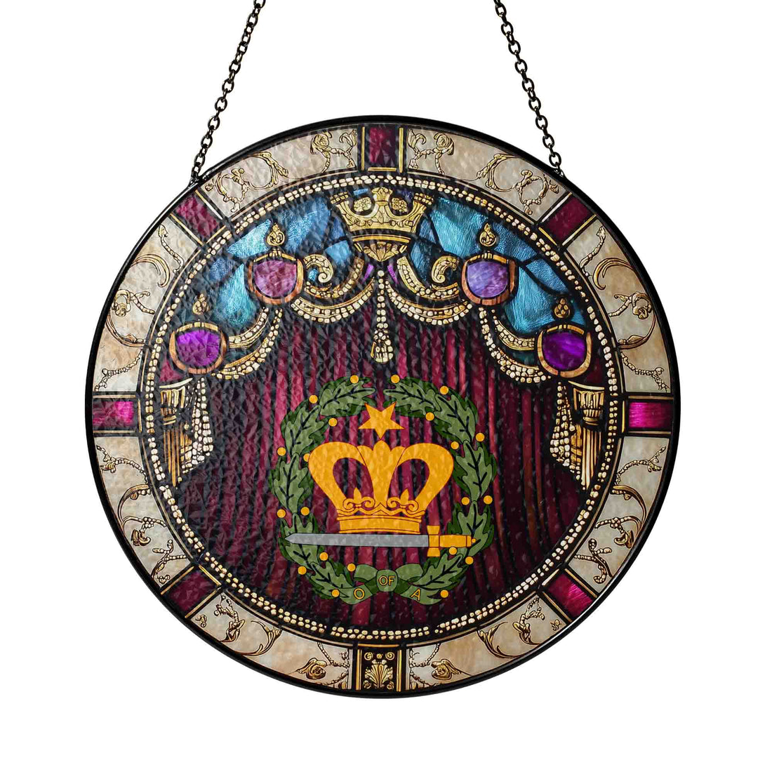 Order of the Amaranth Red Curtain Masonic Stained Glass Suncatcher