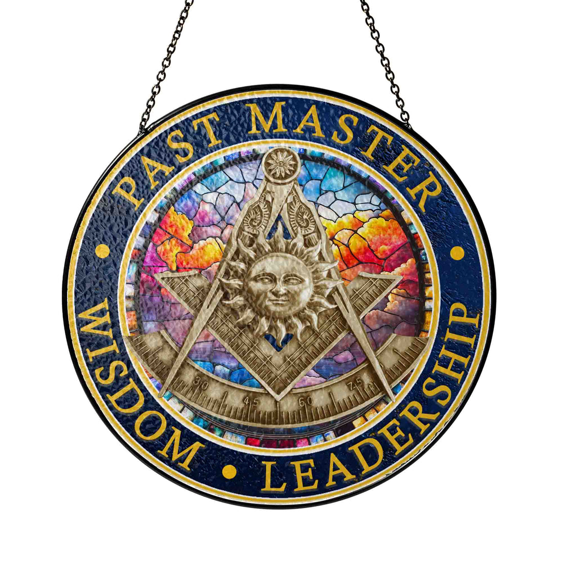 Past Master Mosaic Sky Masonic Colorful Stained Glass Suncatcher