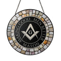 Freemason Symbol Stone Circle Gray Black Stained Glass Suncatcher
