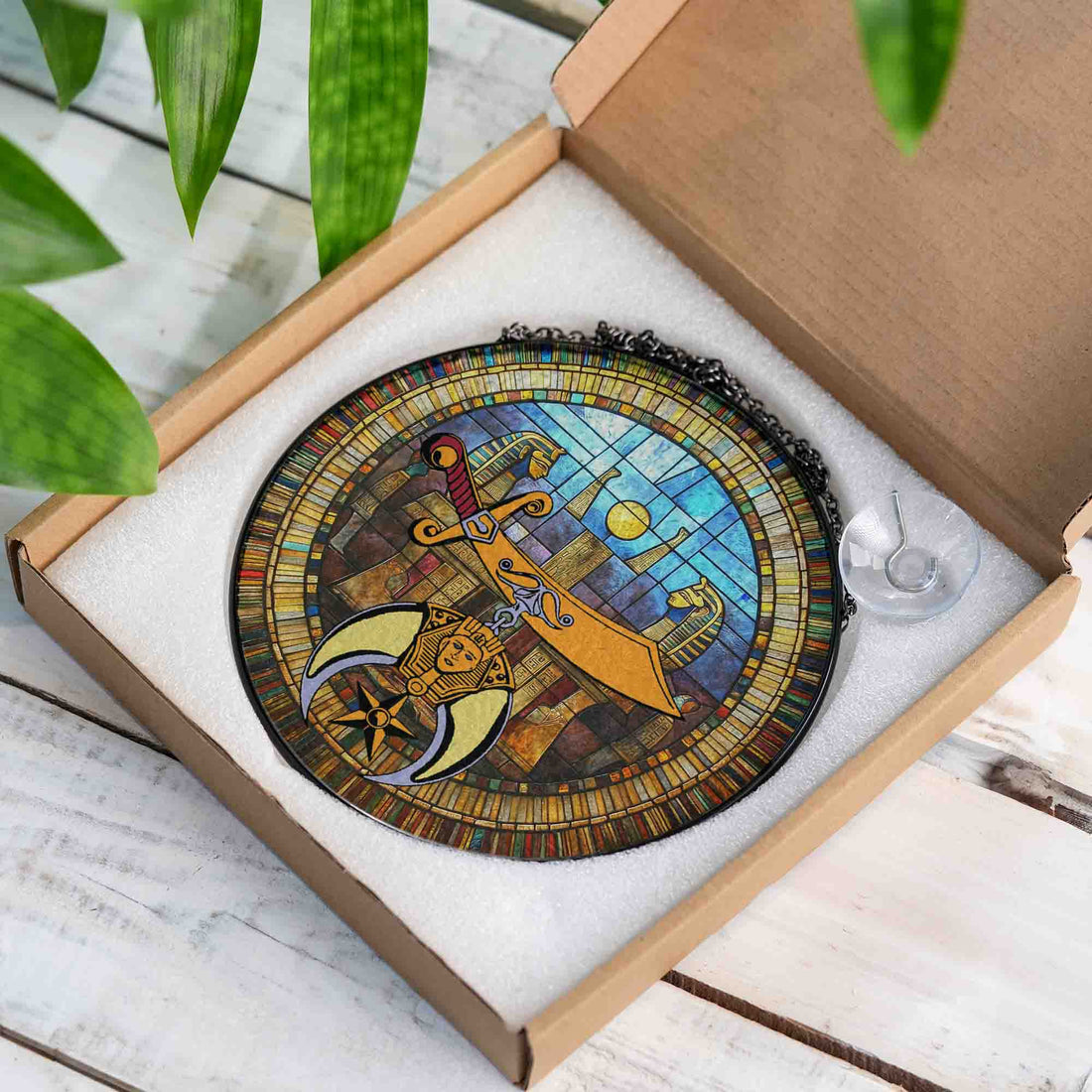 Shriners Symbol Ancient Egypt Altar Masonic Stained Glass Suncatcher