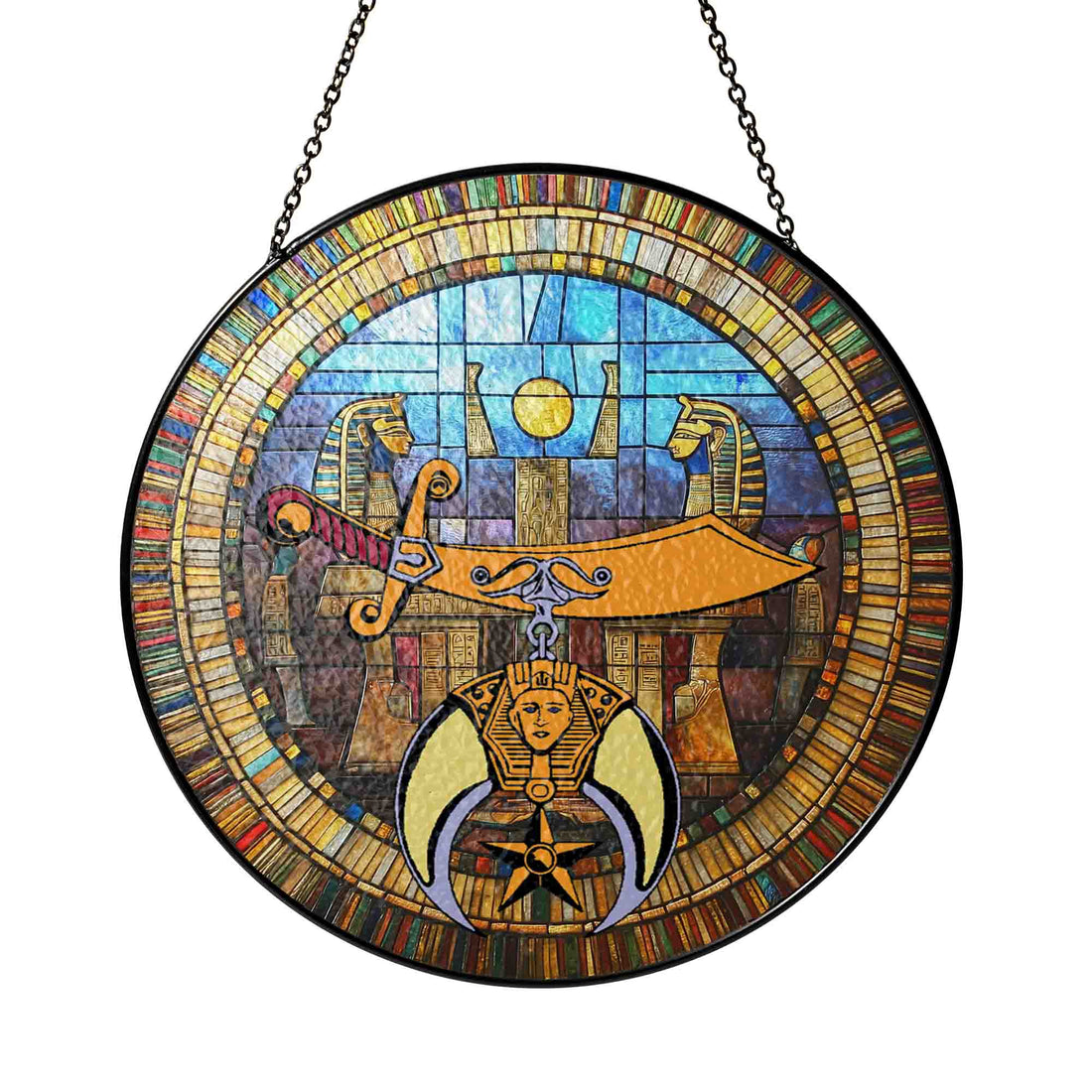 Shriners Symbol Ancient Egypt Altar Masonic Stained Glass Suncatcher