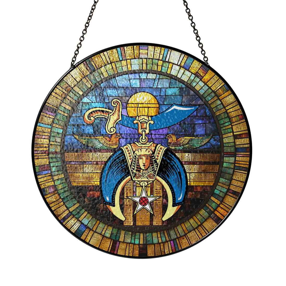 Shriners Symbol Egyptian Sun Altar Colorful Stained Glass Suncatcher
