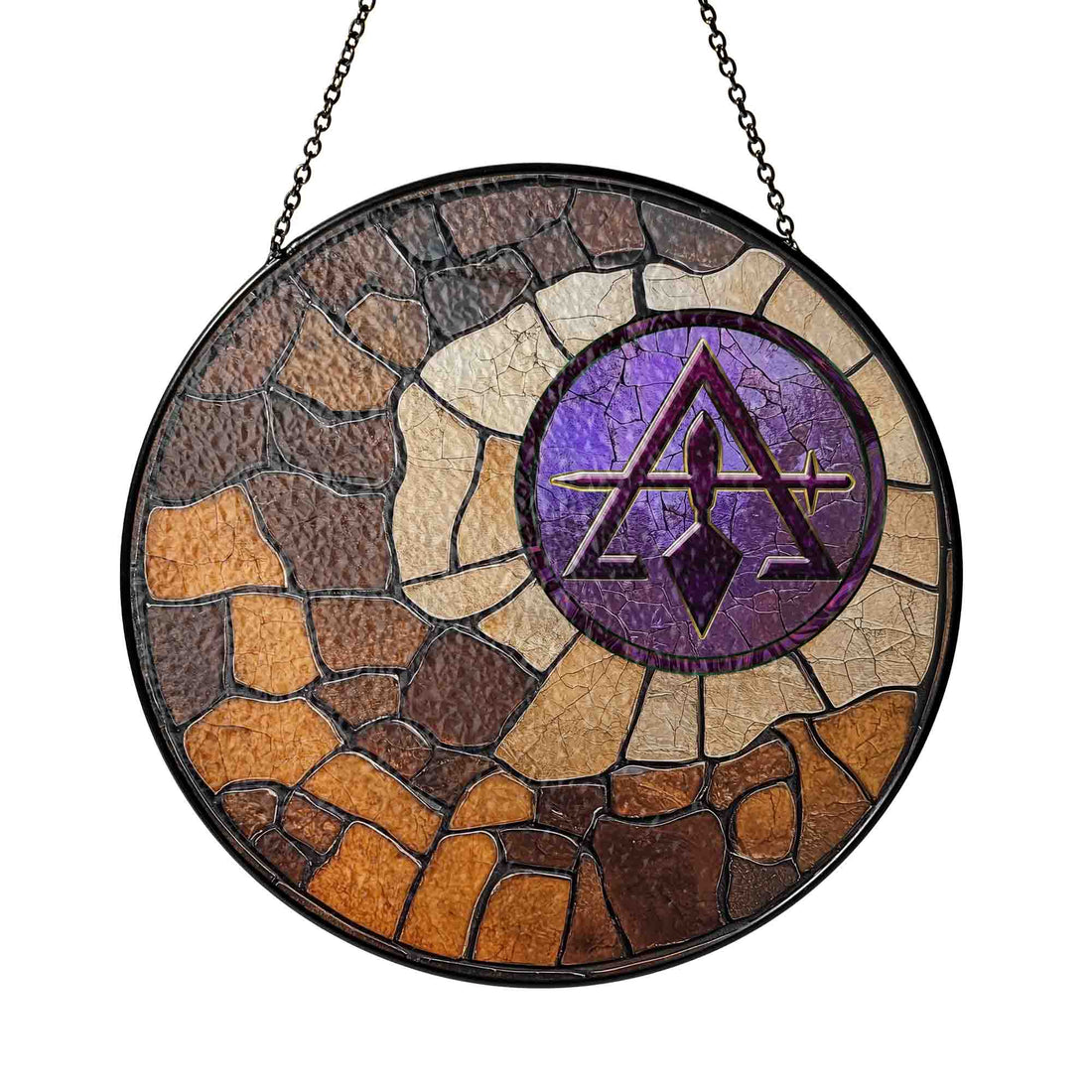 Cryptic Council Symbol Burrowed Ground Purple Glass Masonic Gift