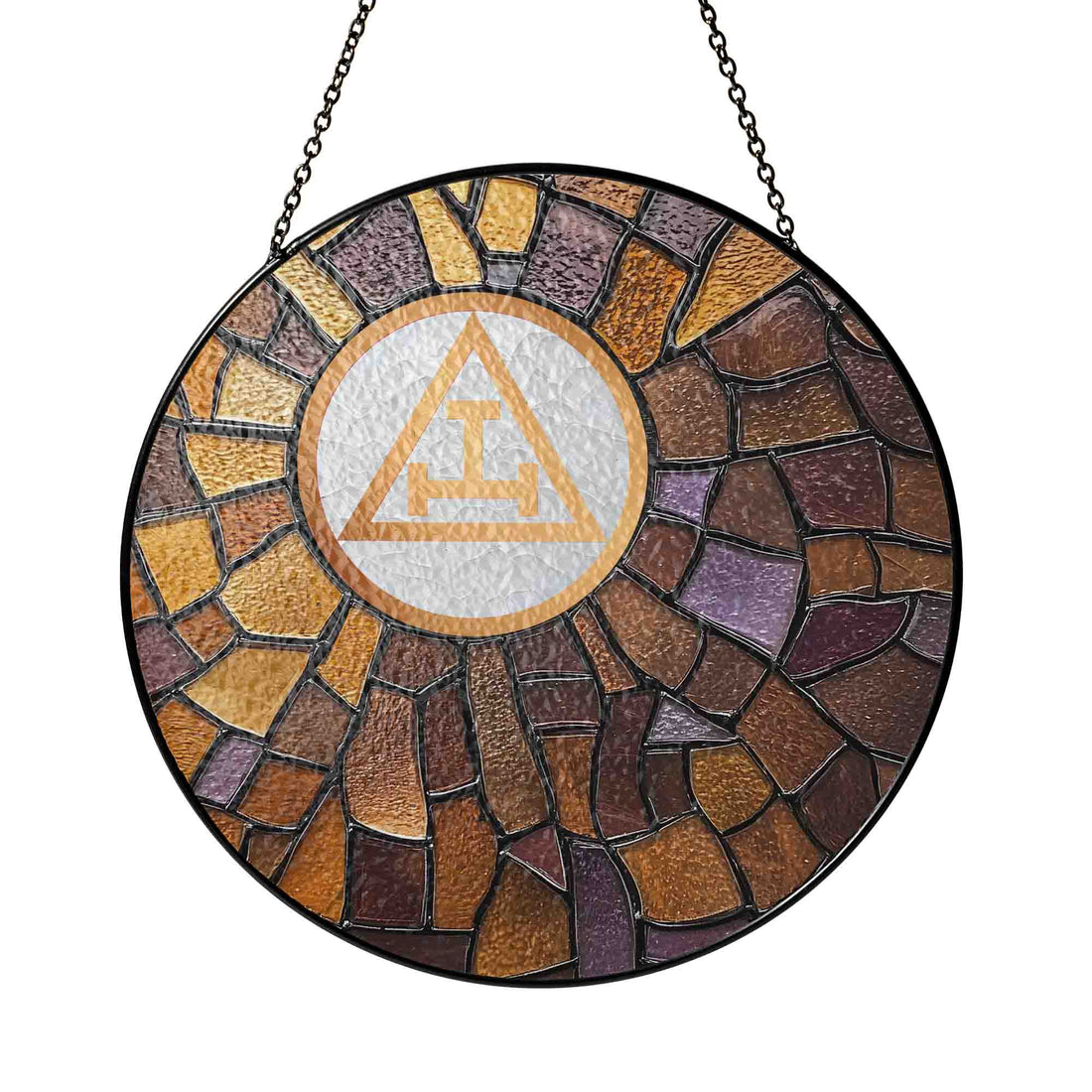 Royal Arch Symbol Burrowed Ground Brown Masonic Stained Glass