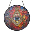 All Seeing Eye Mosaic Pattern Masonic Colorful Glass Suncatcher
