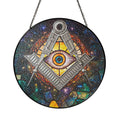 All Seeing Eye Sun Galaxy Masonic Colorful Stained Glass Suncatcher