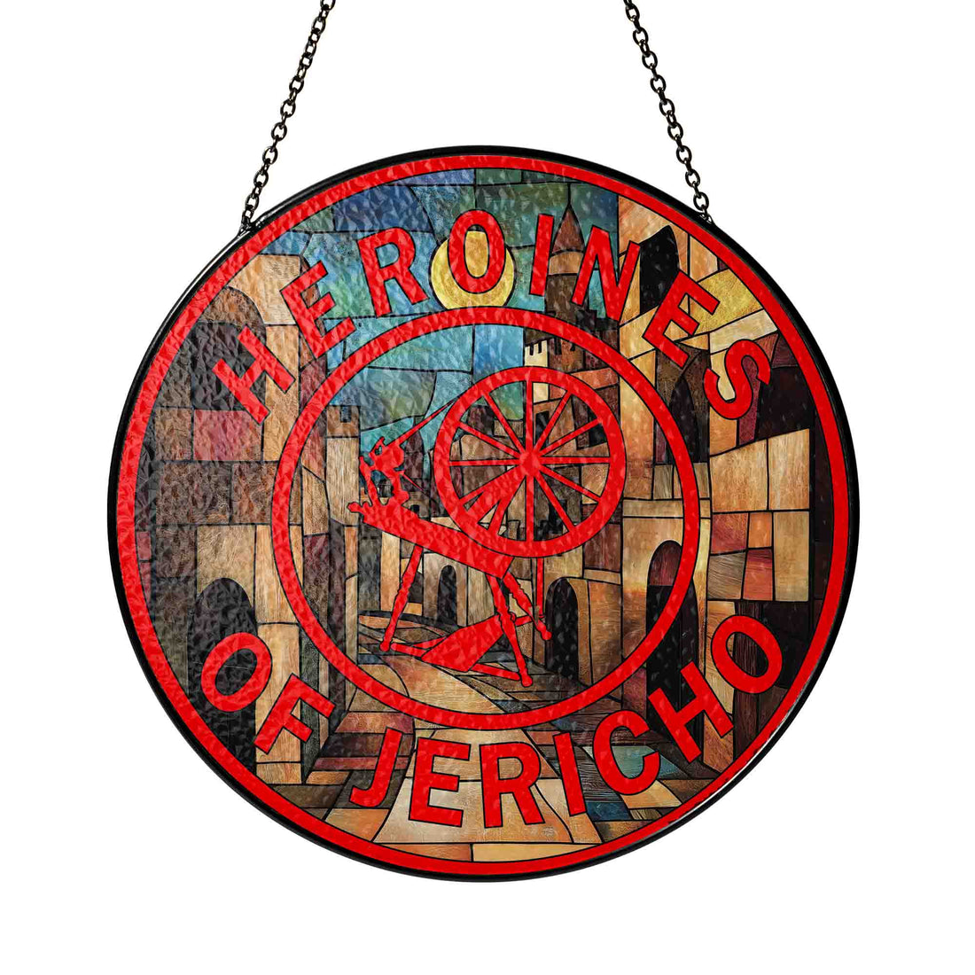 Ancient Jericho Street Symbol Red Sand Masonic Suncatcher