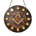 Freemason Prince Hall Mason Round Table Red Gold Masonic Stained Glass Suncatcher