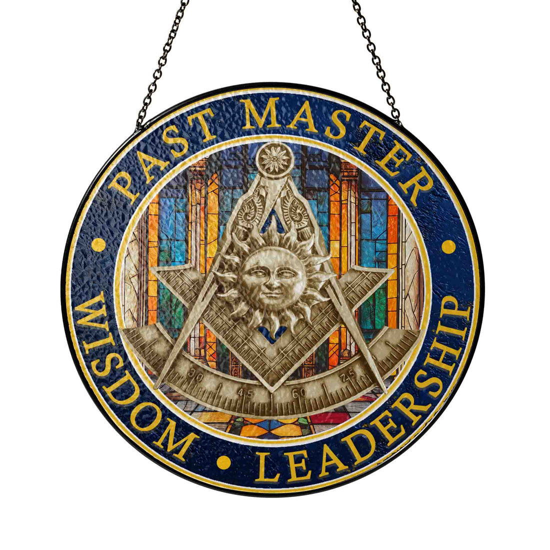 Past Master Emblem Temple Room Masonic Colorful Glass Suncatcher