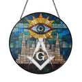 Masonic Sunburst Structure Eye Symbol Colorful Glass Suncatcher