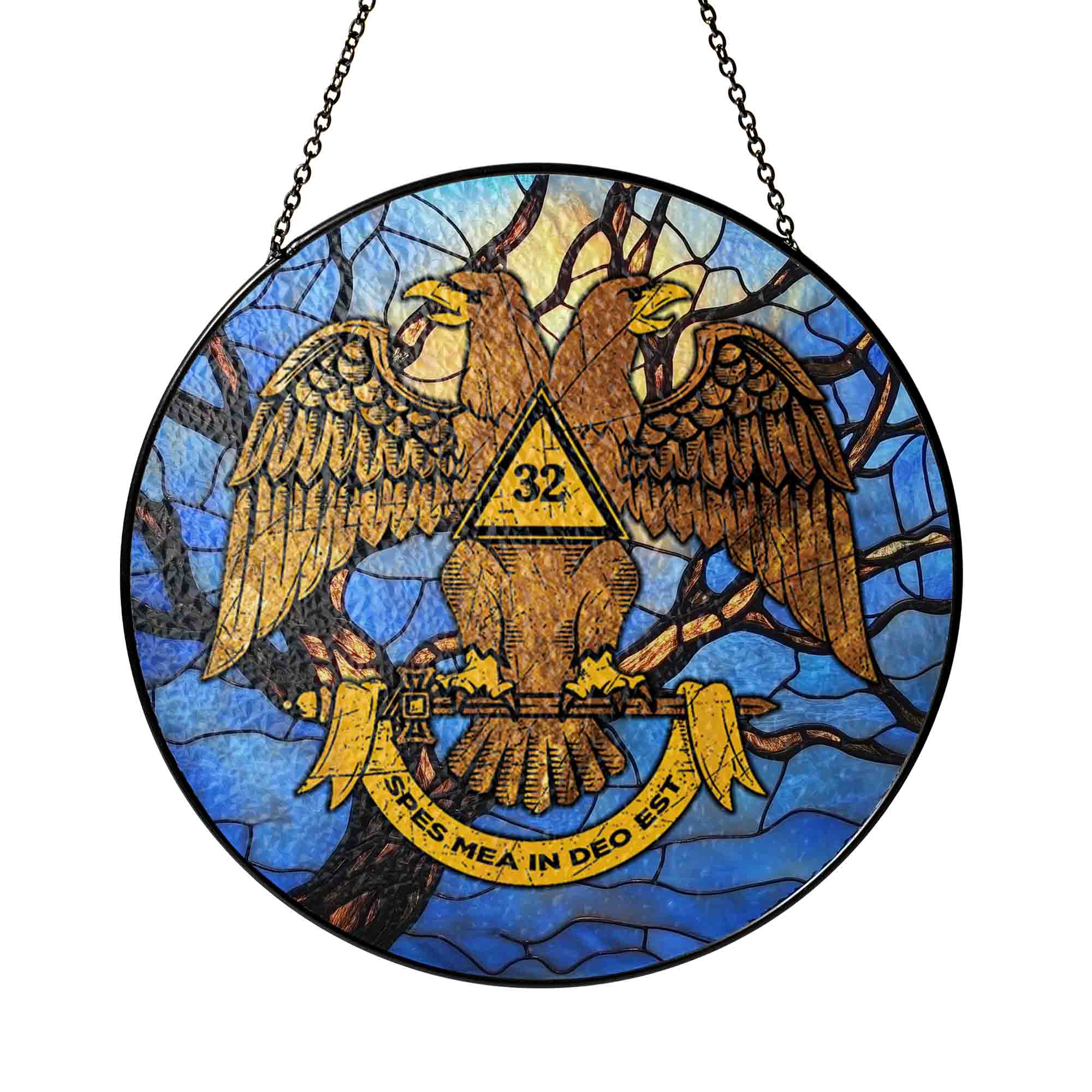 Sun Branches Wings Down Scottish Rite 32nd Masonic Suncatcher
