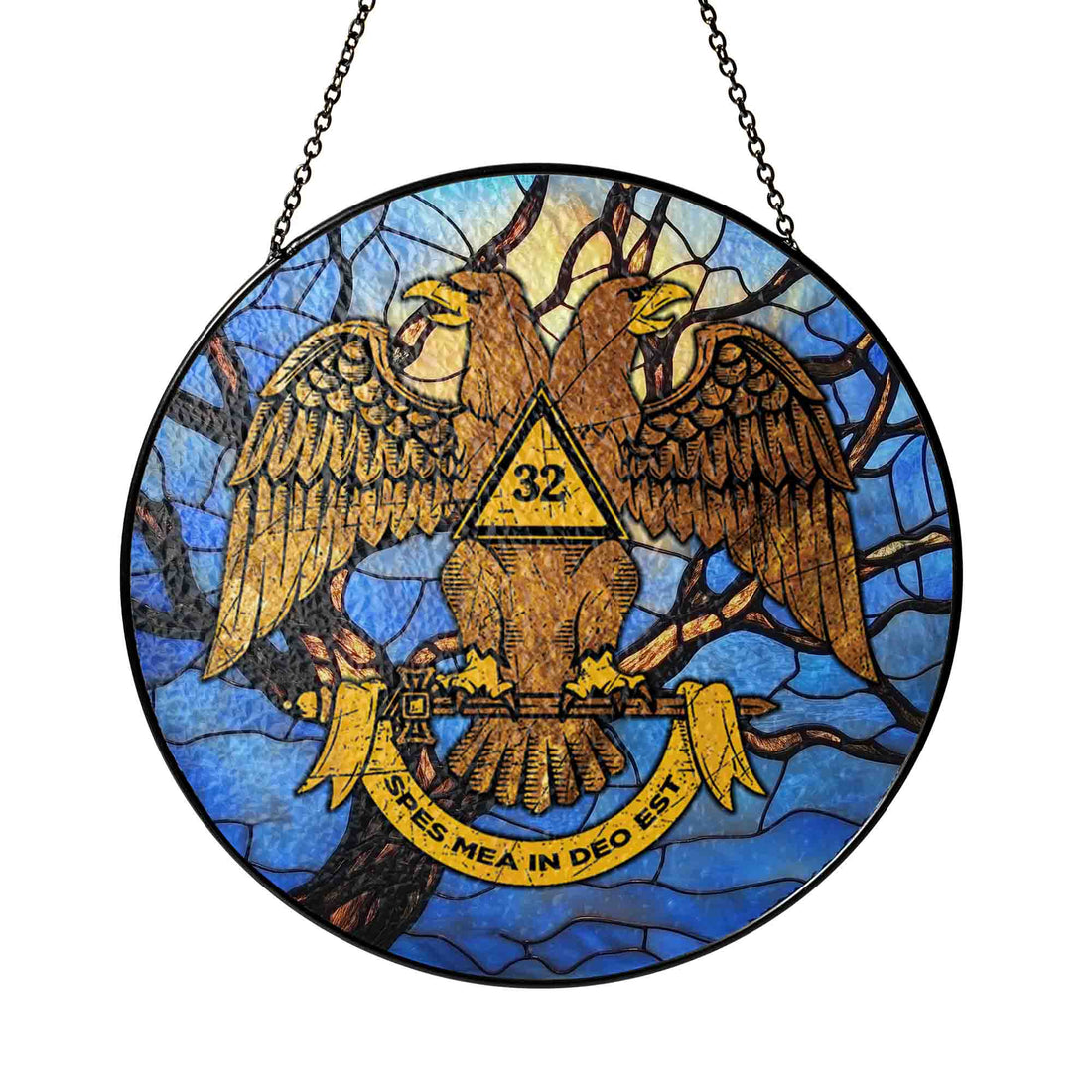 Sun Branches Wings Down Scottish Rite 32nd Masonic Suncatcher