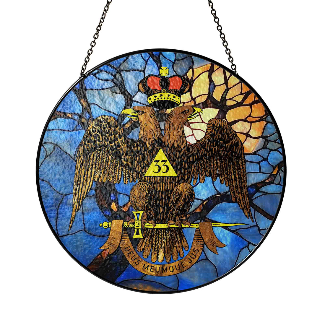 Sun Branches Wings Down Scottish Rite 33rd Masonic Suncatcher