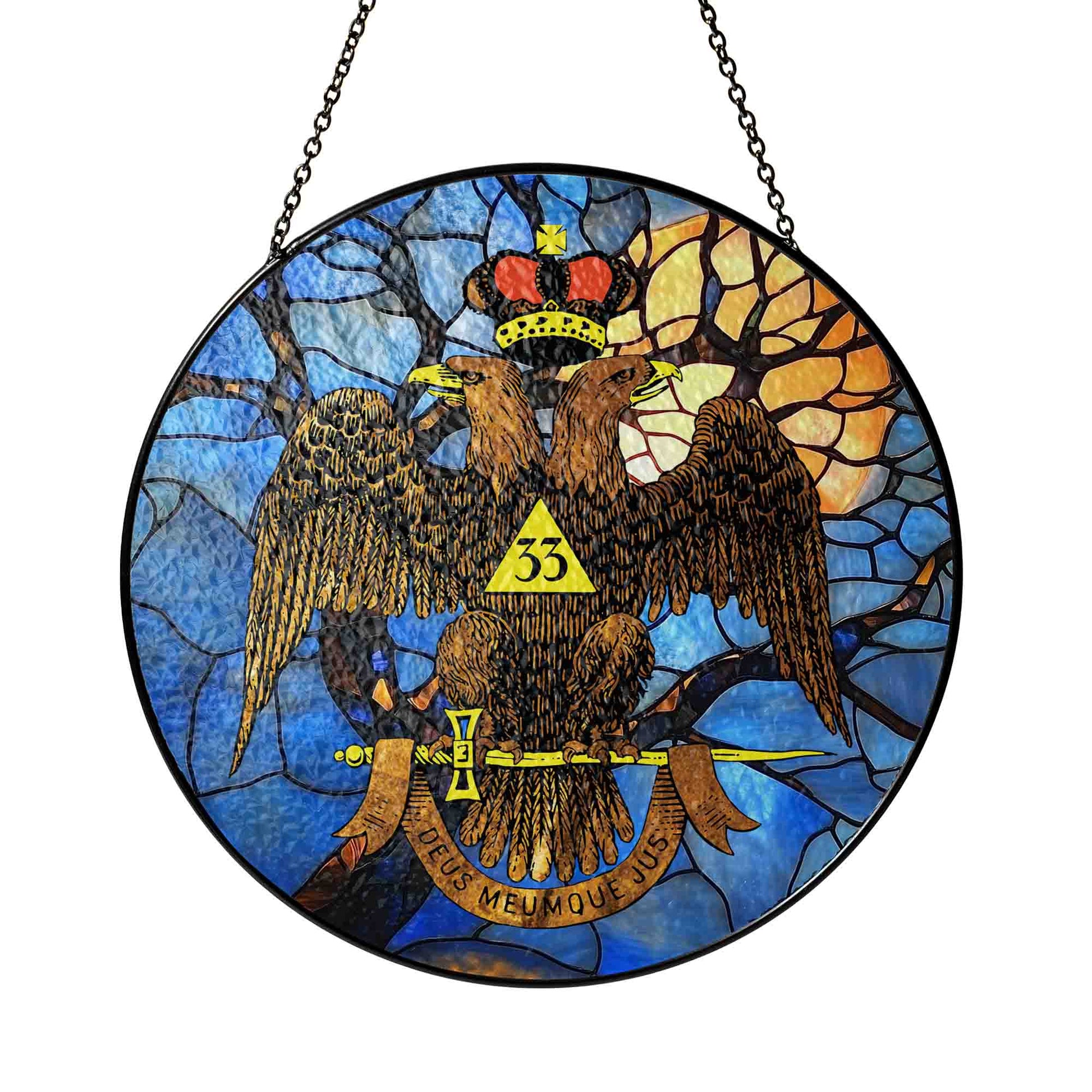 Sun Branches Wings Down Scottish Rite 33rd Masonic Suncatcher