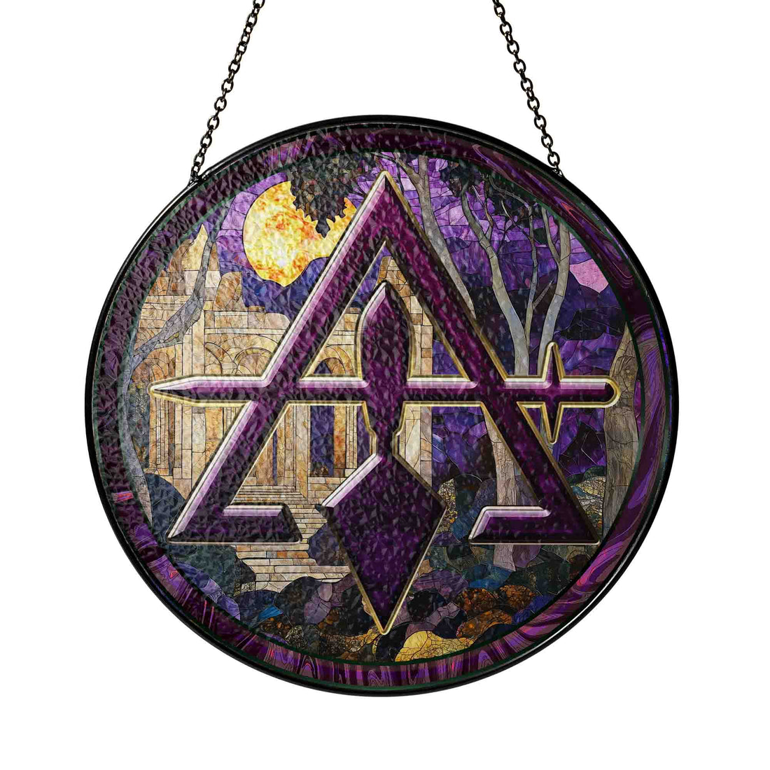 Night Structure Cryptic Council Symbol Yellow Purple Suncatcher