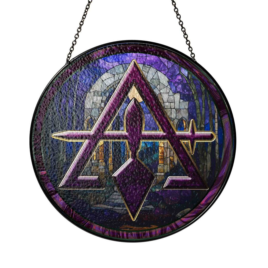 Night Archway Cryptic Council Symbol Purple Stained Glass Suncatcher